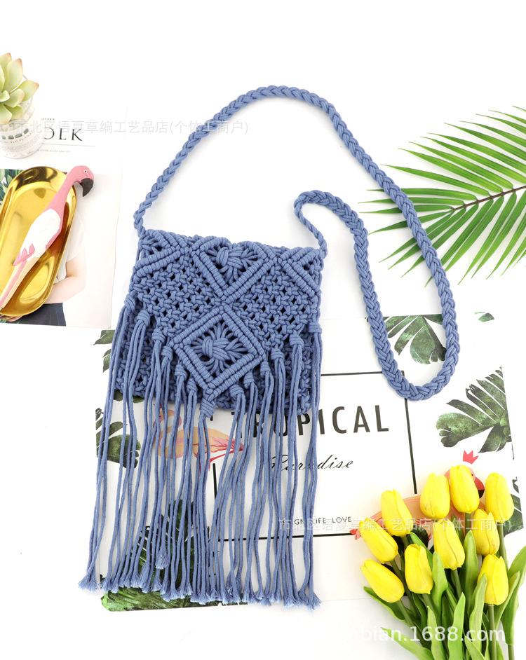 

Handbags For Women Fashion Shoulder Crossbody Bag 2024 Summer Tassel Beach Vacation Travel Bags Vintage Square Small Bags 20-20CM синий