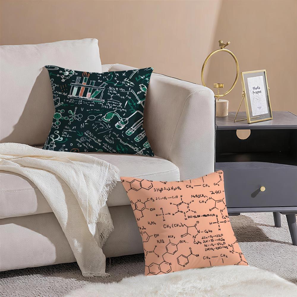 Experimental Fundamental Chemistry Cushion Cover Throw Pillow Cover Hidden Button Durable Polyester Chair Cushion