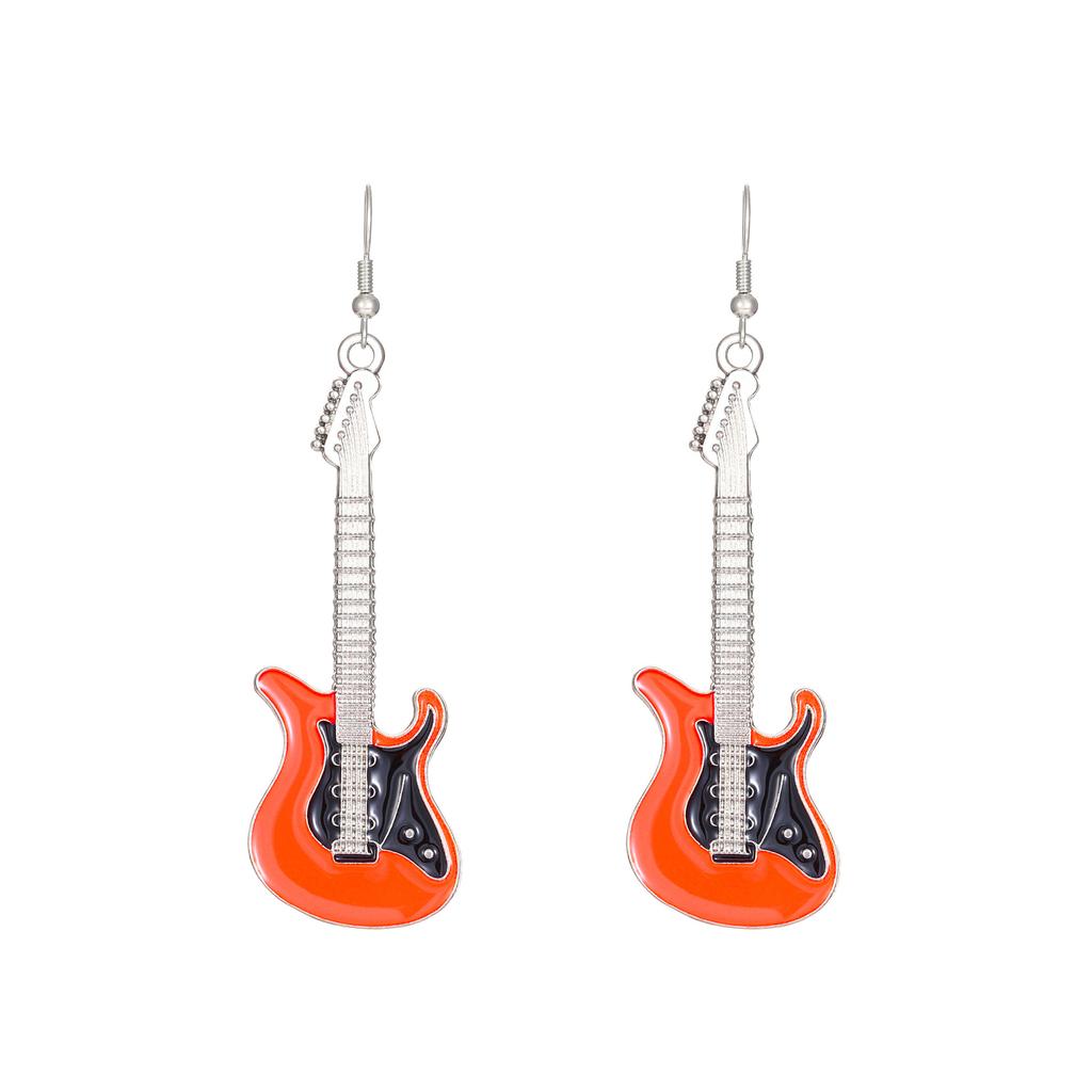 Vintage Punk Guitar Drop Earrings for Woman Funny Hip Hop Music Festival Party Dangle Earrings Teens Femme Jewelry Accessories