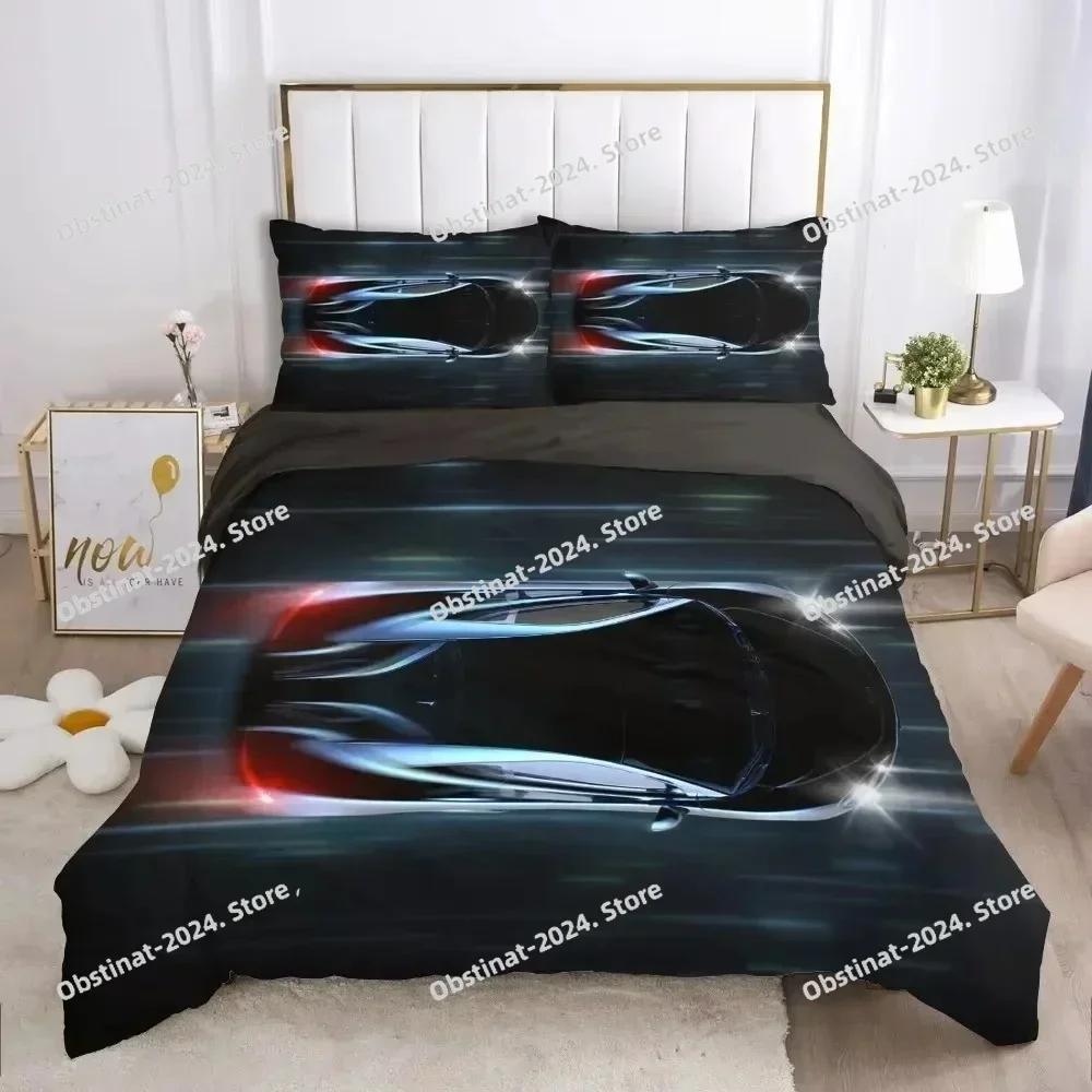 Autos Fahrzeuge Bettwäscheset Jungen Schlafzimmer Dekor Bettbezug Kissenbezug Autos Rennsport Druck Bettwäsche Set King Queen für Erwachsene