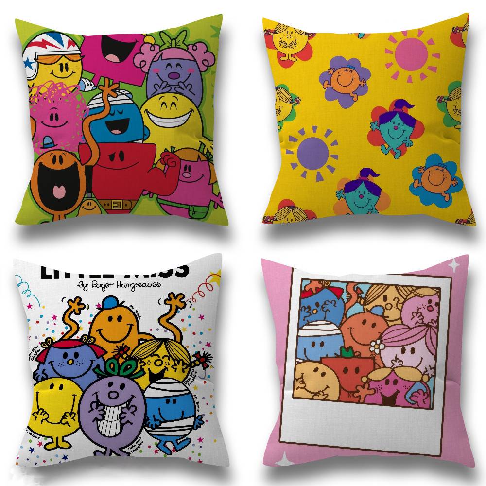 Panika Chen Unisex Mr.men And L-Little M-Miss Cushion Office Cushion Pillowcase Car Cushion Cover45x45cm Lumbar Pillowcase Sofa Pillowcover