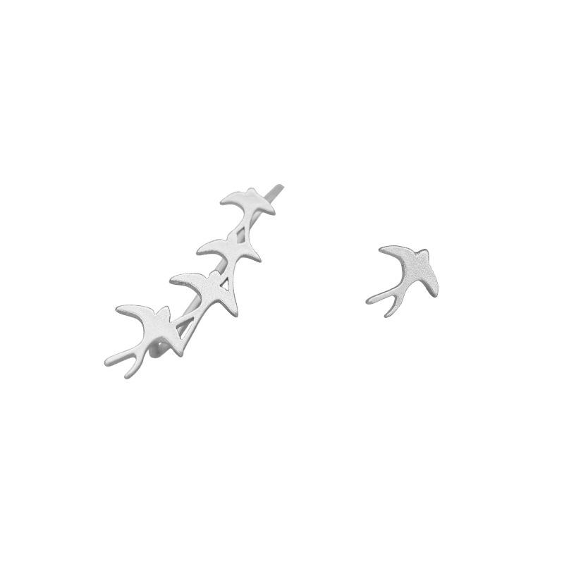 Stud Personality Cute Little Swallow Earrings Simple Little Fresh Childhood Memories Fun Asymmetrical Swallow Stud Earrings