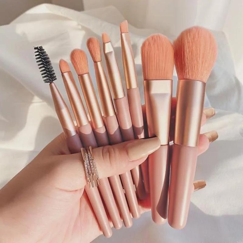 8 Pcs/set Mini Travel Women Makeup Brushes Sets Portable Soft Concealer Brush Beauty Foundation Eye Shadow Eyelash Lip Tool