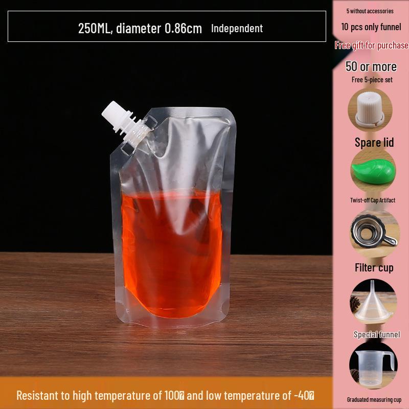 Soy Milk Stand-Up Spout Bag - Reusable, Transparent, Liquid-Safe, Large Diameter Packaging for Soups & Beverages