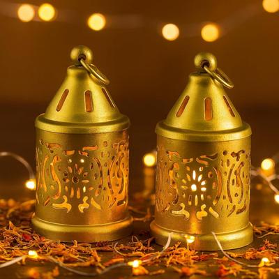 Set of 2 Candle Holder for Home Decor | Diwali Decoration for Home | Tealight Holder | Metal Candle Stand (Set of 2; Dia 6 X H 11 Cm)