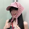 Sunscreen Triangle Headscarf Hat Plaid Strappy Bandana Cap Soft Headscarf Baseball Hat  Street