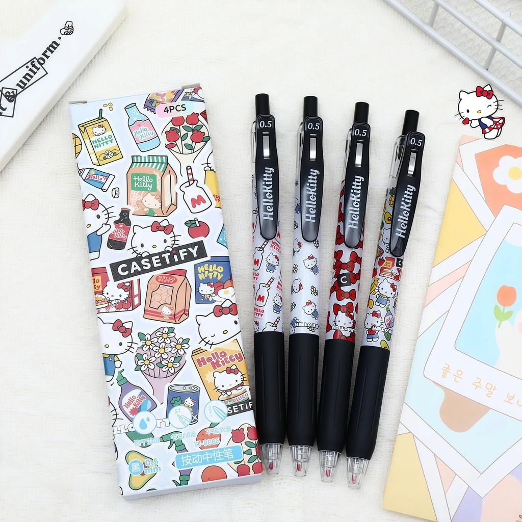4Pcs New Sanrio Latest Series Limited Gel Pen Cartoon Quick Dry Pen Black 0.5Mm Student Stationery Office Supplies