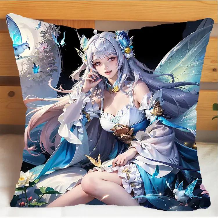 Arena of Valor Honor of Kings Xi Shi Polštář a Povlak na polštář Potah na polštářek Oboustranný tisk Plyšové Dekorační polštáře 40x40cm