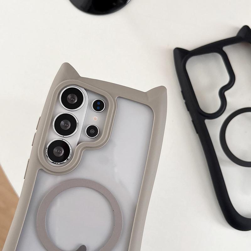 New Cat Ear Magnetic Suction S11 Mobile Phone Case Samsung S11Ultra Protective Case S11edge Acrylic S11/11