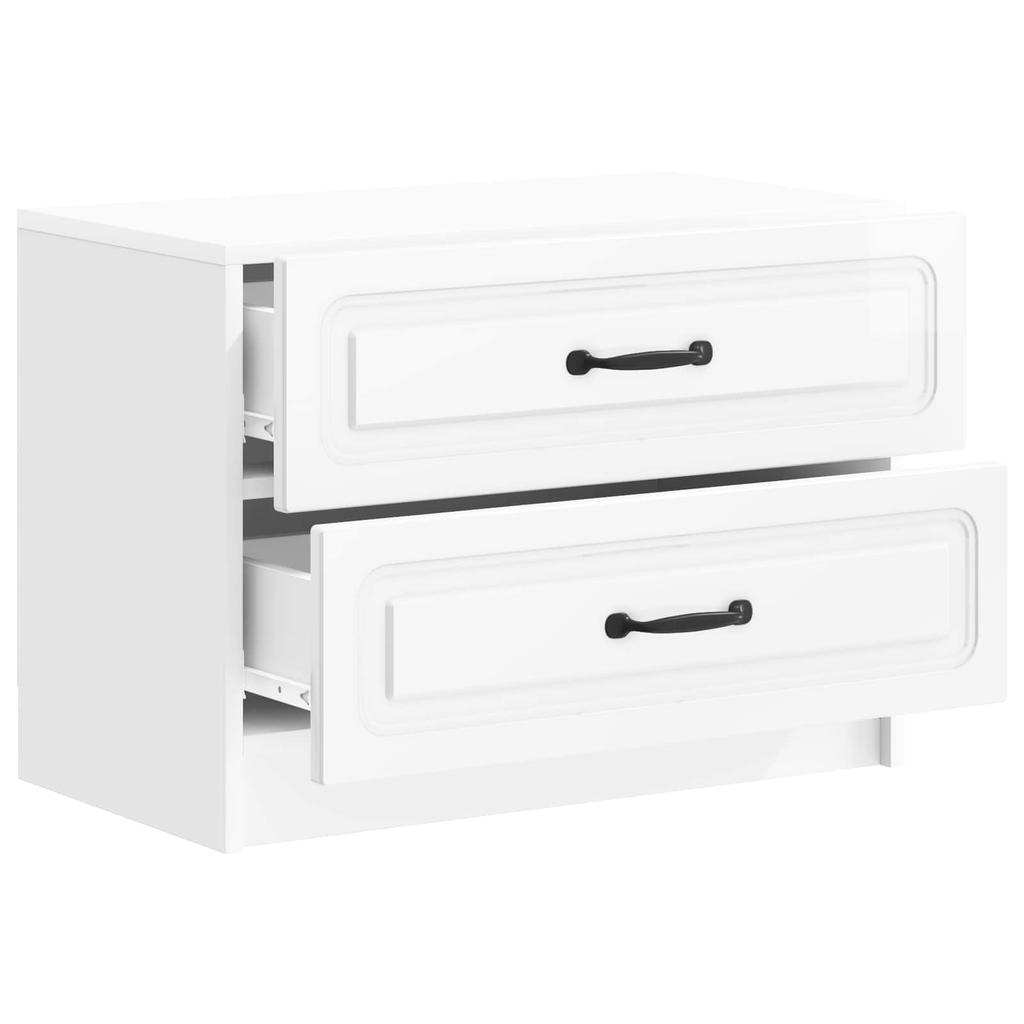 Nightstand High Gloss White 62 x 34.5 x 44.5 cm Particleboard