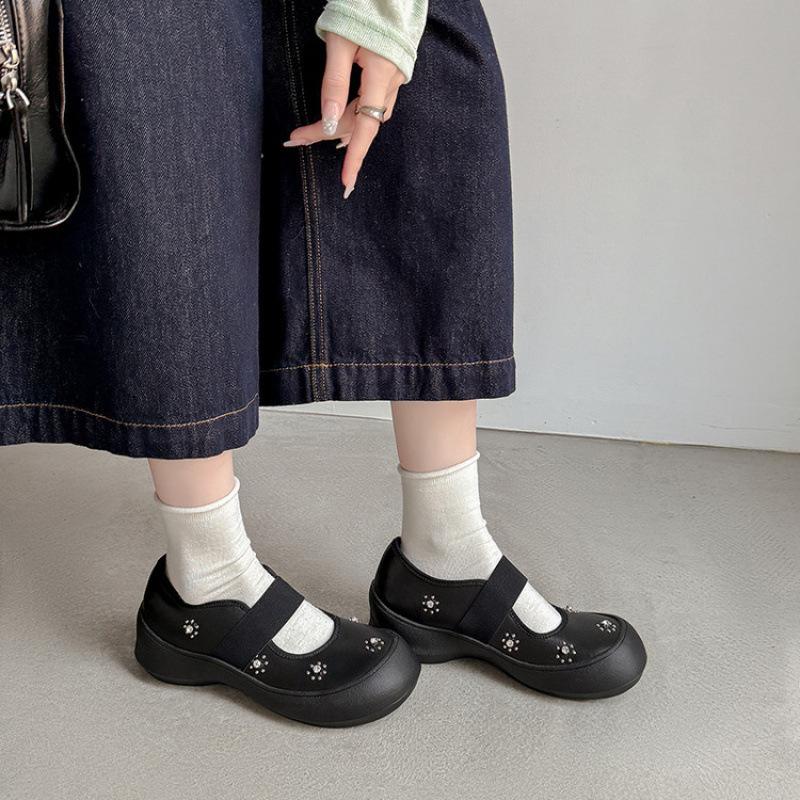 

Non-slip soft sole solid color sheepskin women s shoes new four-season comfortable cowhide casual single shoes women s low-top round head lazy shoes 40 чёрный