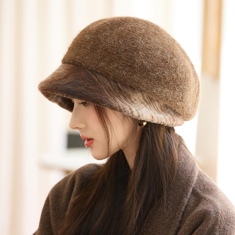 Retro Hat Women's Autumn and Winter Casual Beret Windproof and Warm British Painter Hat