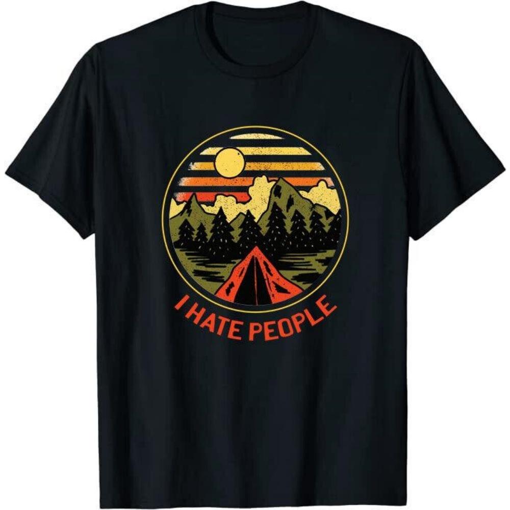 I Hate People Ich Hasse Chen Camping Unisex T-shirt S чёрный
