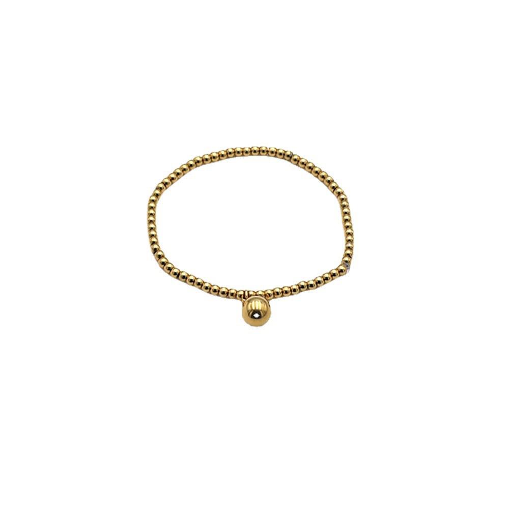 Fashion 18K Gold Elastic Rope Round Bead Titanium Steel Bracelet Niche High-End Hand Jewelry Does Not Fade