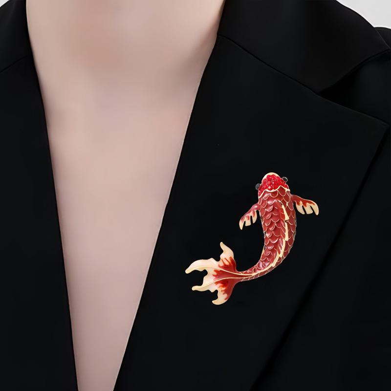 Exquisite Retro-Neujahrs-Karpfen-Brosche für festliche Pullover und Anzüge