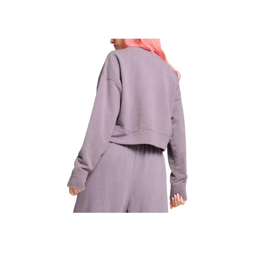 Puma Solid Color Logo Print Short Sleeve Drop Shoulder Sweatshirt Women tops Purple 626799-30