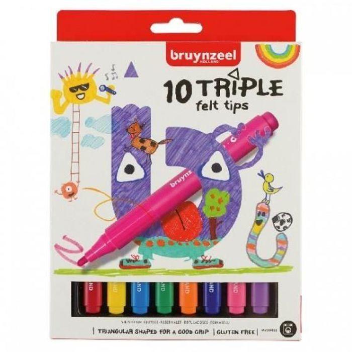 Feutres - Bruynzeel - Triple - Multicolore - 10 pièces - Mixte