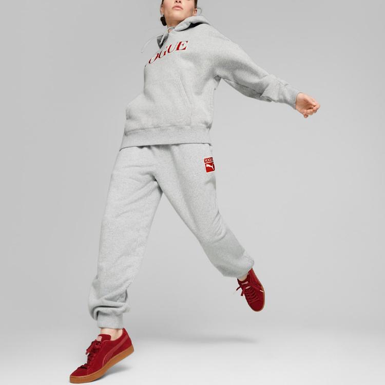 Puma X Vogue Collaboration Solid Color Letter Logo Label Sports Pants Women Bottoms Gray 536693-04
