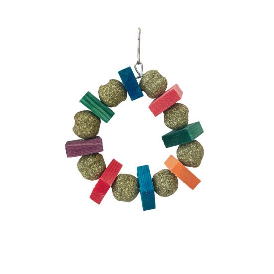 Hamster Chew Toy with Hanging Hook Natural Wood Grass Ball Rabbit Chinchilla