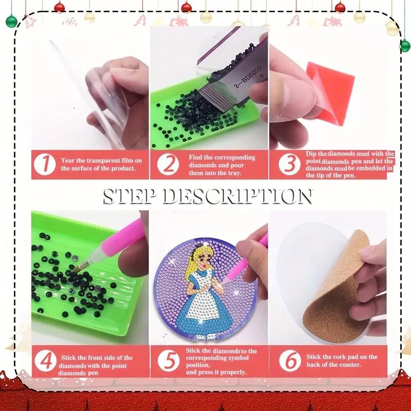 8pc/sets A Lovely Cartoon Girl Diamond Painting Coasters DIY Diamond Art Coasters 5D Full Drill Diamond Coasters Acrylic Round Cup