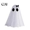 Halloween Party Table Centerpieces Ghost Decor, Spooky Sequin Mesh Fabric with Witch Hat/Bow, Soft Atmosphere Ornaments Small Standing Tabletop