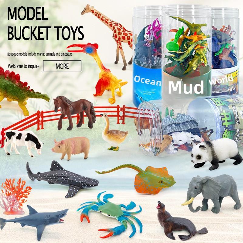 "1-9 inch Plastic Animal & Dinosaur Model Toy Set"