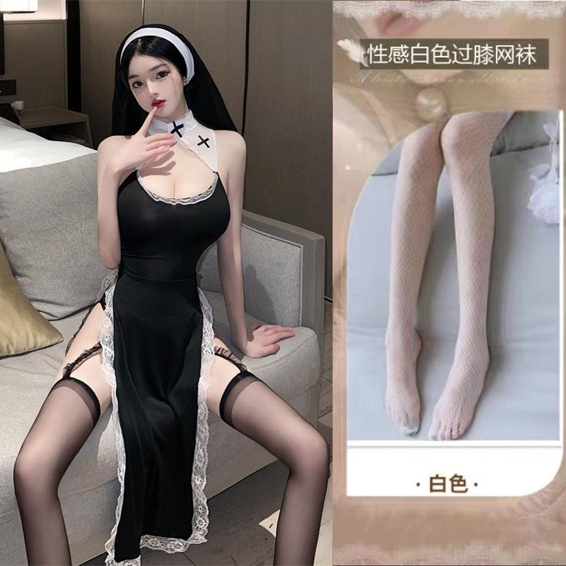 Sexy lingerie sexy cosplay nun uniform cosplay game dress hollow skirt