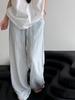 LUXI Women's Tencel Linen Elastic Waist Wide-Leg Summer Pants