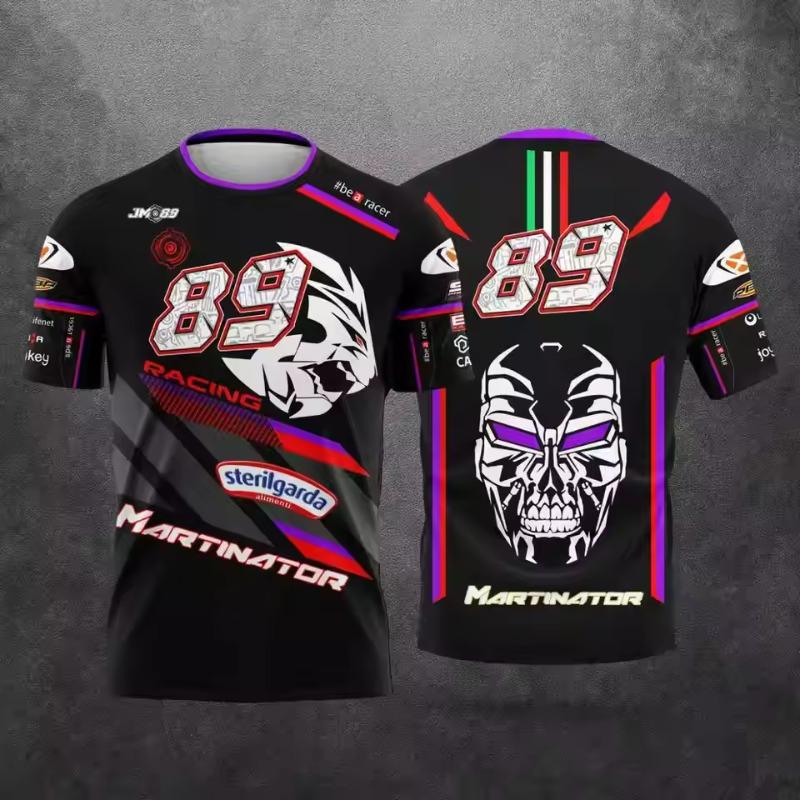 Sommer Mode Lässige Oberteile T-Shirts Martinator 89 Racing 3D Druck T-Shirt Totenkopf Grafik Herren Motorrad Sport Rundhals Kurzarm T-Shirt