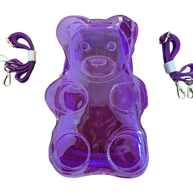 PVC Transparenter Rucksack Bonbonfarbe Y2K Umhängetasche Niedliche Bärenform für Teenager-Mädchen Schule und Täglichen Gebrauch