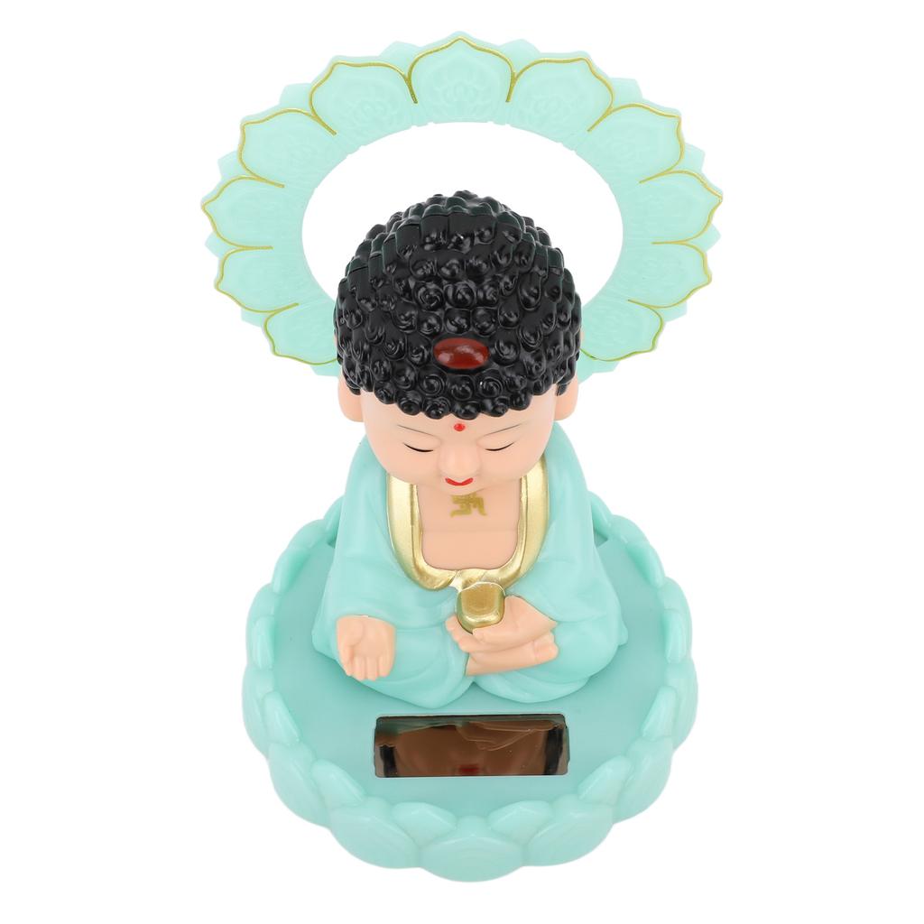 Nodding Buddha Ornament Glow In The Dark Solar Powered Shaking Head Cartoon Maitreya with Circle