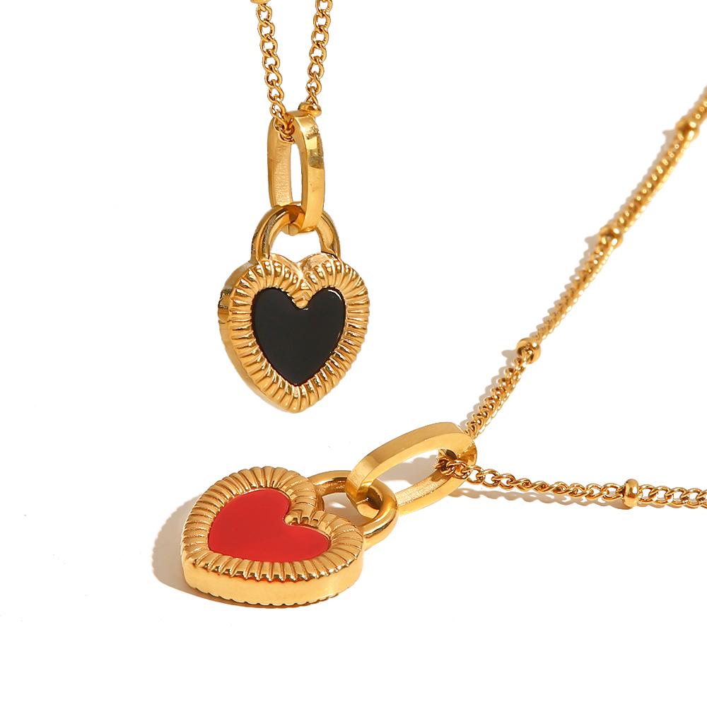 Youthway Double Sided Heart Necklace Stainless Steel Golden 18 K Pvd Choker Women Necklace Waterproof Accessories Gift