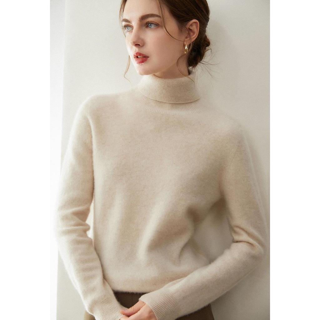 Women's High Neck 100% Pure Cashmere Sweater - Autumn/Winter Loose Pullover Knitwear