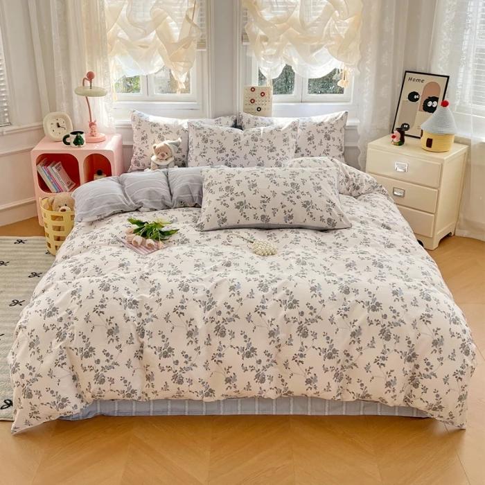 2025 New Spring and Summer Quilt Cover Three-piece Skin-friendly Grinding 13070 High-count Cotton Four-piece Bedding