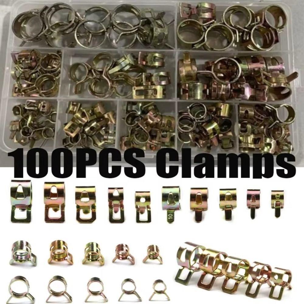 100Pcs 6-17mm Fuel Line Hose Clip Low Pressure Water Pipe Fastener Air Tube Clamp  for Automobiles