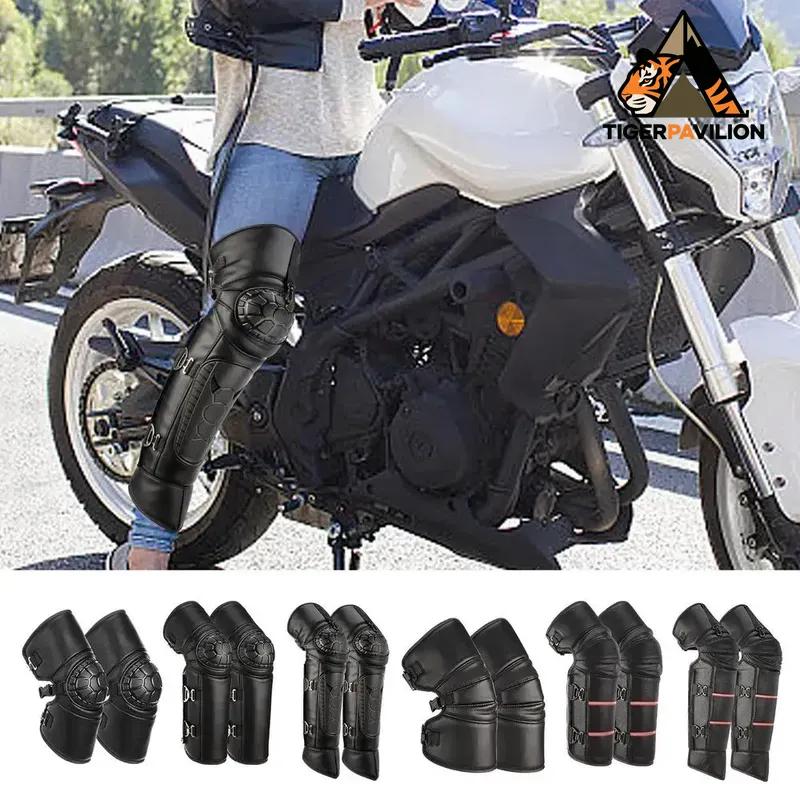 1 para ocieplanych nakolanników motocyklowych, wiatroszczelnych, wodoodpornych, pogrubionych i pluszowych, zimowych, zewnętrznych, ochrona kolan ze skóry PU