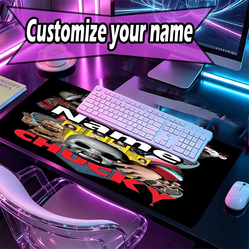 Custom Name Personalized Bride of Chucky Pattern Mousepad, Laptop PC Desk Mat, Decorative Desk Mat for Home Keyboard Pad Gift