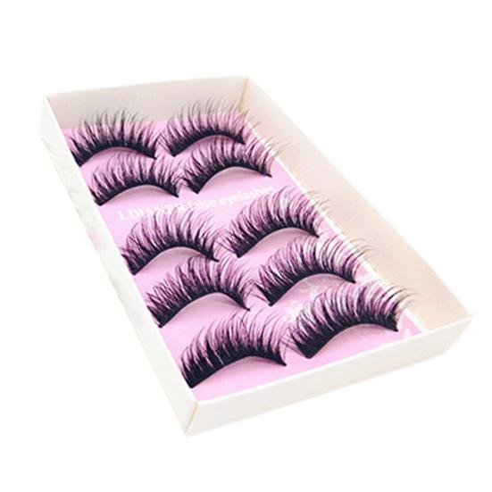 5 Pairs Natural Long Cross Thick Fake Lashes Stage Club False Eyelashes Makeup