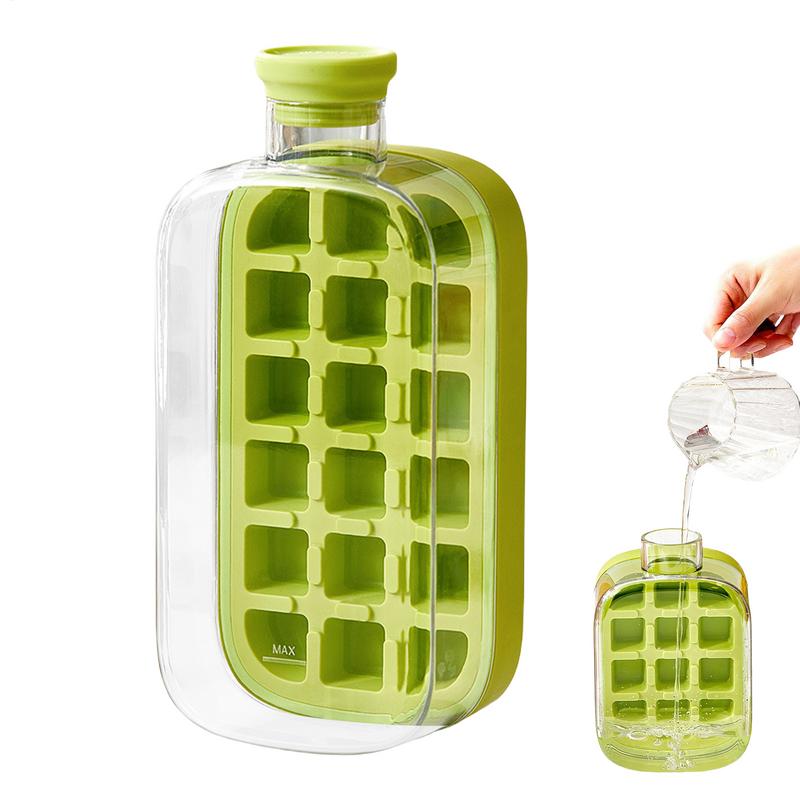 800ml Ice Cube Bottle 2in1 Touch Free Ice Cube Tray Water Bottle Ice Cube Making Bottle with Lid and Box Kitchen Gadgets Summer