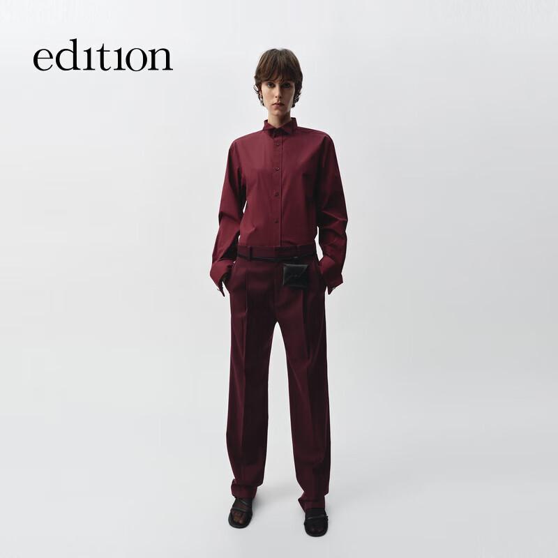 Edition Women s Folded Pointed Collar Long Sleeve Shirt M