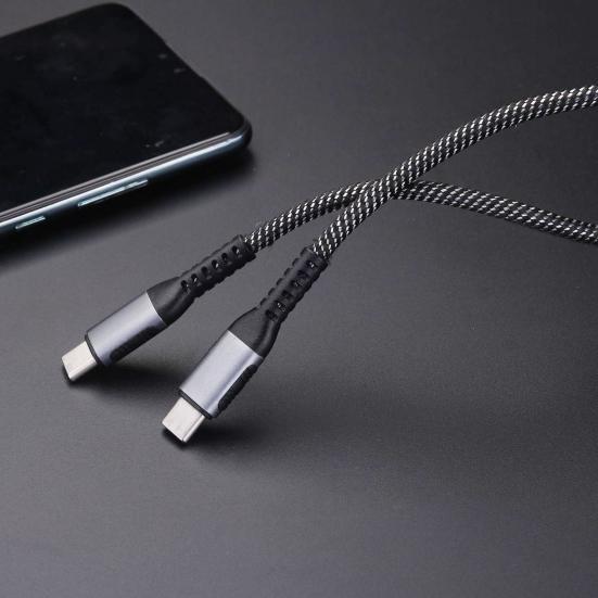 Data Cable 2-in-1 Fast Charging 5A PD 100W Type-C to Type-C Charging Cord for Laptop