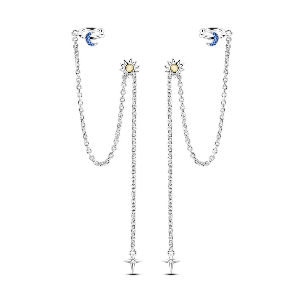 925 Silver Earring Stud For Women Moon Star Cat Design Wedding Party Jewelry Gift Original Handmade