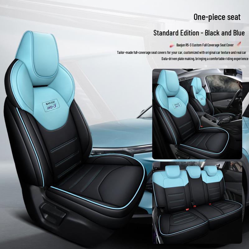 QQG Maßgefertigter Sportsitzbezug aus Leder für Baojun RS-3: Ganzjahres-Kissenpolster