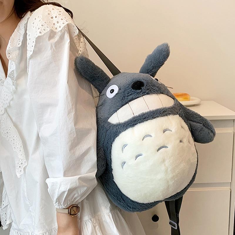 Cute Plush Cartoon Backpack For Girls, Large Size With Lovely Double-shoulder Dragon Cat Design
