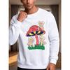 Men'S Round Neck Pullover Sweatshirt, Cartoon Bear Mushroom Letter Print Top, Loose Casual Long Sleeve Streetwear Men'S Clothing NS3054