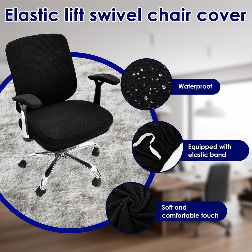 2 Groups Computer Chair Seat Cover Set Scratch Resistant Stretch Fit Desk Rotating Seat Slipcover Set With Elastic Band for Home