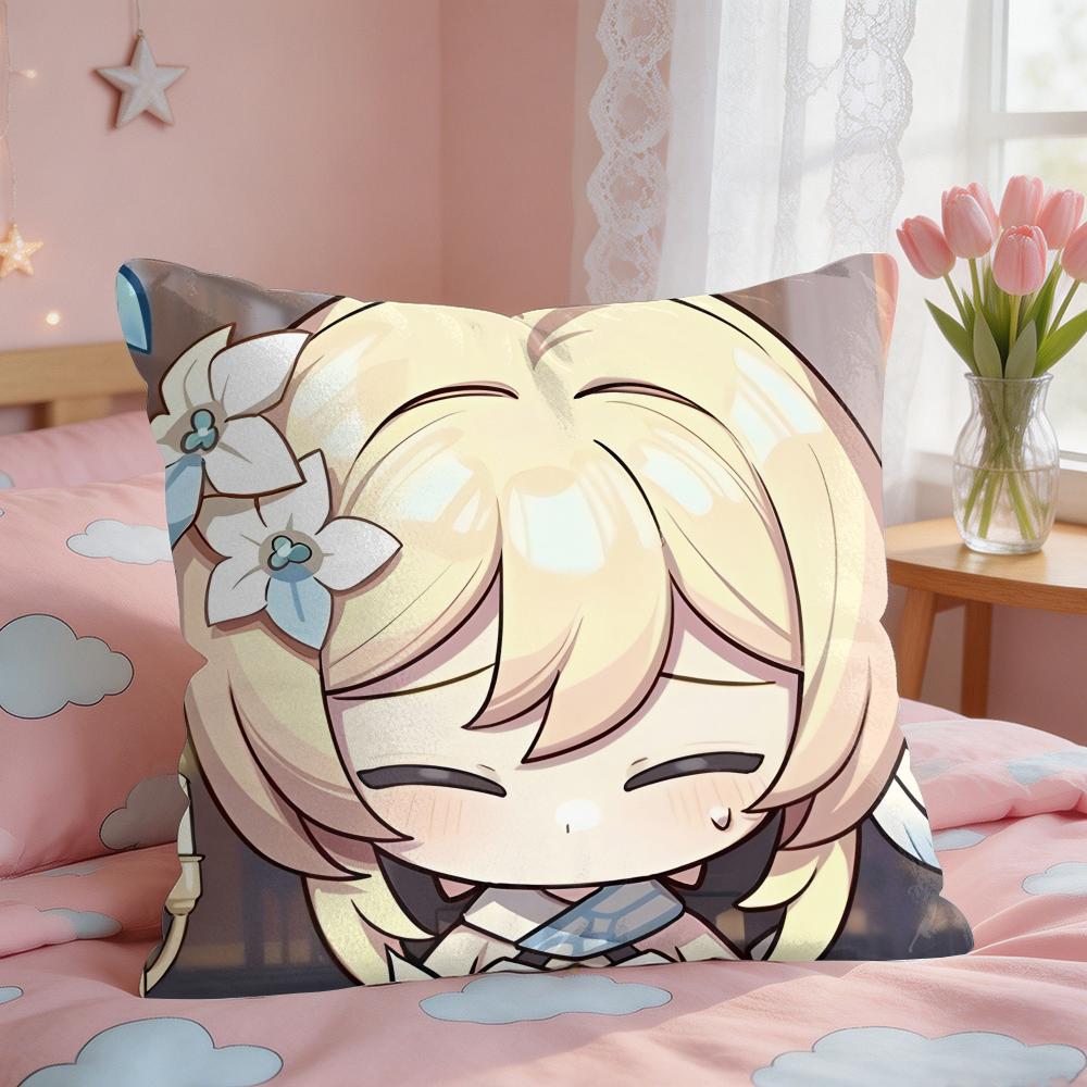 Lumine Cute Cute Genshin Impact Cushion Cover Square Short Plush Pillow Case Living Room Sofa Home Decor Funda X