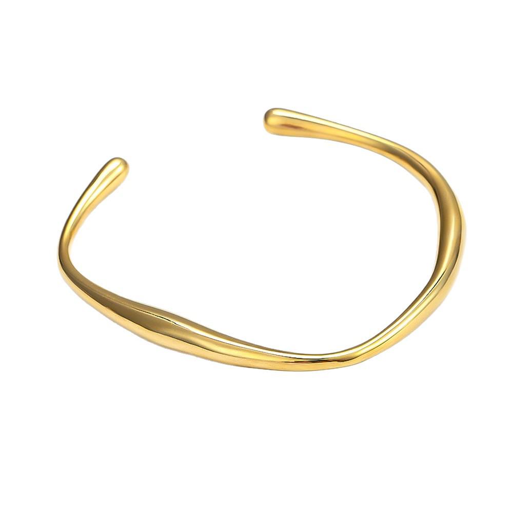 18K Gold-Plated Stainless Steel Geometric Open Bangle Bracelet