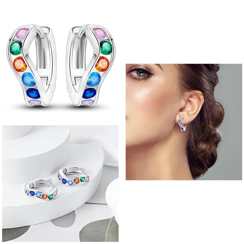 Kolczyki Koła Damskie Srebro 925 Tulipan Lśniąca Gwiazda Słońce Motyl Nierówne Drobne Kolczyki