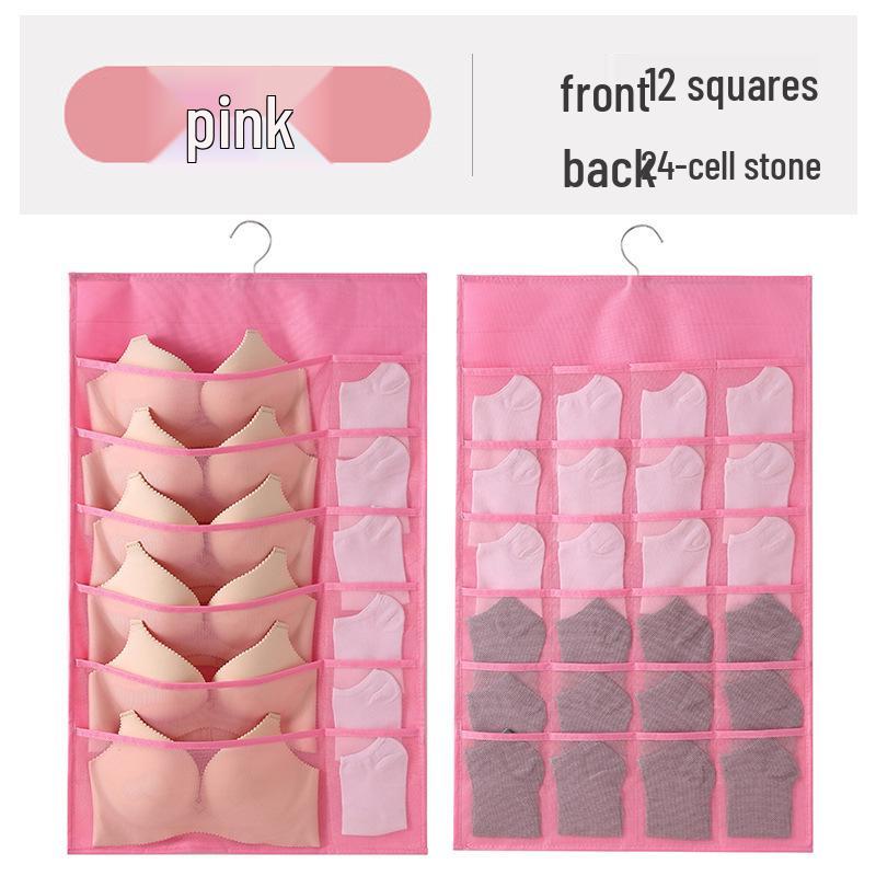 Dual-Sided Hanging Underwear Organizer for Wall or Dorm, Ideal for Bras and Panties.